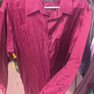 Murano Men's Deep Red Casual Button Down Shirt